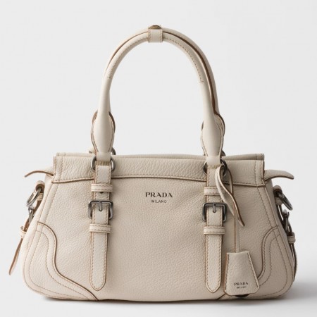 Prada Large Tote Bag in White Buckskin
