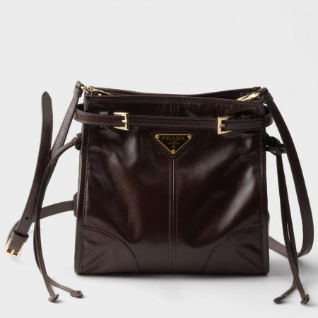 Prada Bonnie Mini Shoulder Bag in Dark Brown Calfskin