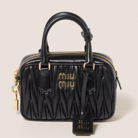 Miu Miu Arcadie Small Bag in Black Matelasse Leather