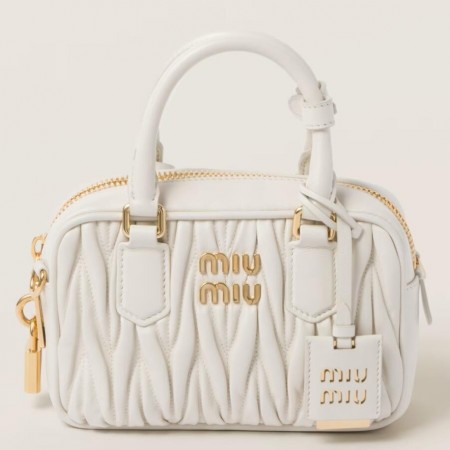 Miu Miu Arcadie Small Bag in White Matelasse Leather