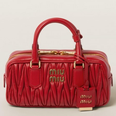 Miu Miu Arcadie Medium Bag in Red Matelasse Leather