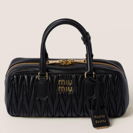 Miu Miu Arcadie Large Bag in Black Matelasse Leather