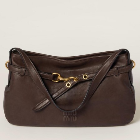 Miu Miu Aventure Medium Shoulder Bag in Briarwood Nappa Leather