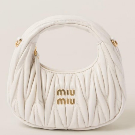 Miu Miu Wander Hobo Mini Bag in White Matelasse Leather