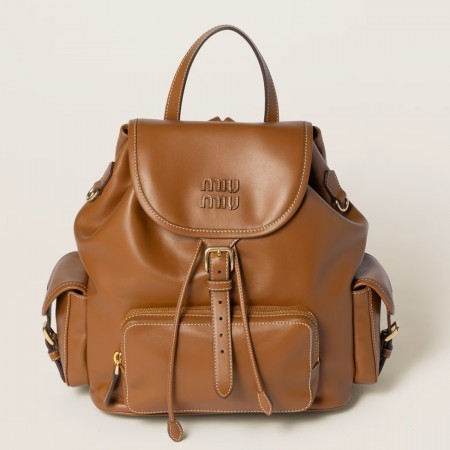 Miu Miu Large Backpack in Brown Calfskin