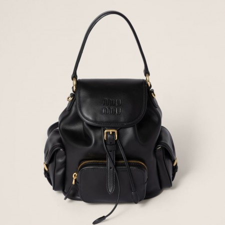 Miu Miu Small Backpack in Black Calfskin