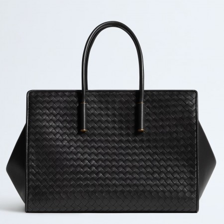 Bottega Veneta Barbara Bag in Black Intrecciato Lambskin