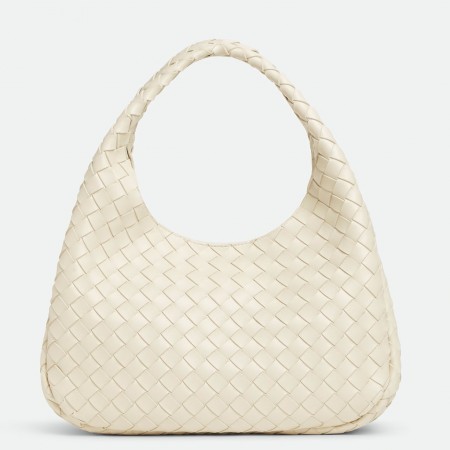 Bottega Veneta Campana Medium Bag in Sea Salt Intrecciato Lambskin