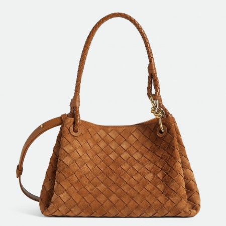 Bottega Veneta Parachute Medium Bag in Brown Suede Calfskin