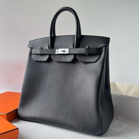 Hermes HAC Birkin 40 Handmade Bag in Black Clemence Leather 
