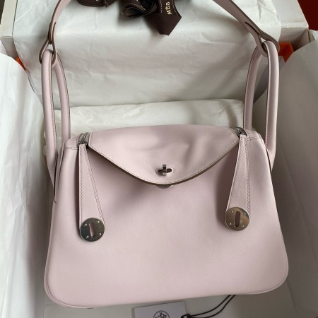 Hermes Lindy 26 Handmade Bag in Mauve Pale Swift Calfskin 
