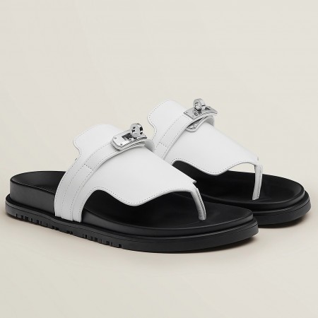 Hermes Empire Sandals in White Calfskin 