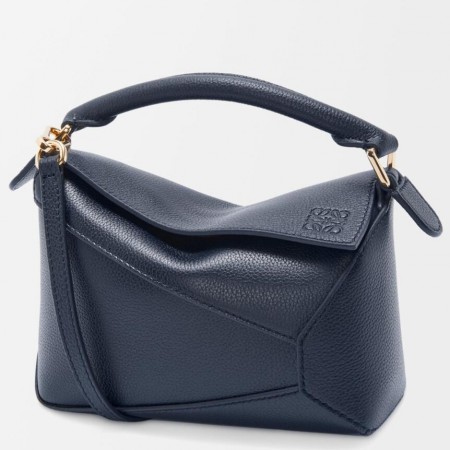 Loewe Puzzle Mini Bag in Navy Blue Soft Grained Calfskin 
