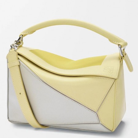 Loewe Puzzle Small Bag in Grey and Citrine Calfskin 