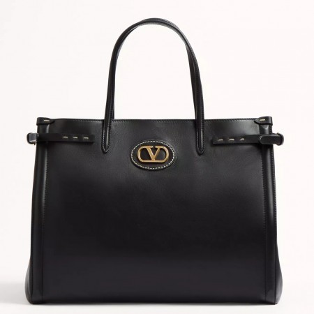Valentino Antibes Medium Shopping Bag in Black Leather