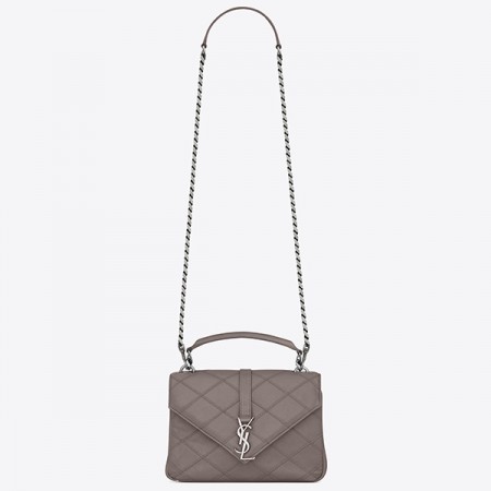 Saint Laurent Medium College Bag In Grey Matelasse Leather