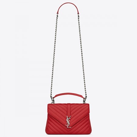 Saint Laurent Medium College Bag In Red Goatskin Leather