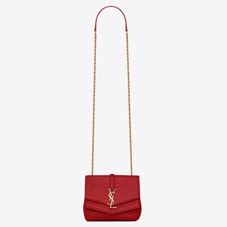 Saint Laurent Small Sulpice Bag In Red Matelasse Leather