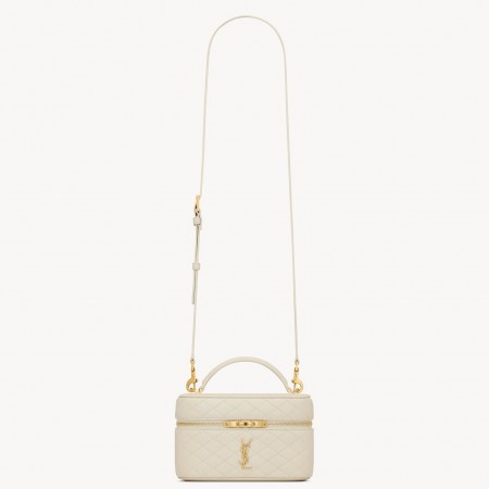 Saint Laurent Gaby Mini Vanity Bag in White Lambskin