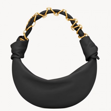Saint Laurent Amalia Mini Hobo Bag in Black Lambskin