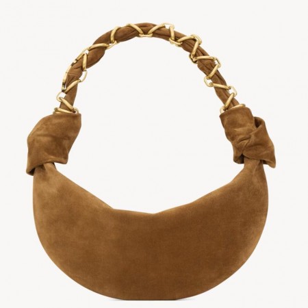 Saint Laurent Amalia Mini Hobo Bag in Brown Suede Calfskin