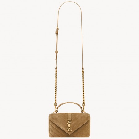 Saint Laurent College Mini Chain Bag in Suede Calfskin