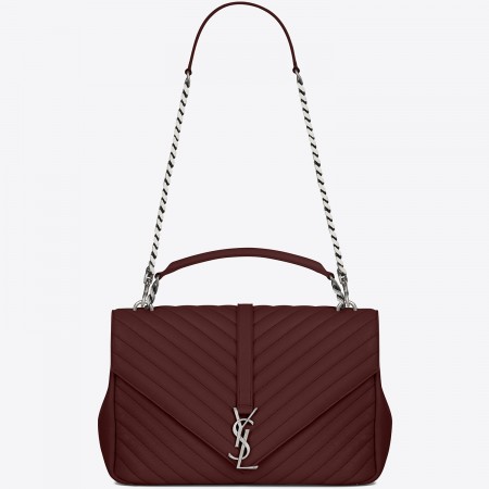 Saint Laurent Large Bordeaux College Shoulder Bag