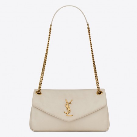 Saint Laurent Calypso Shoulder Bag In White Lambskin