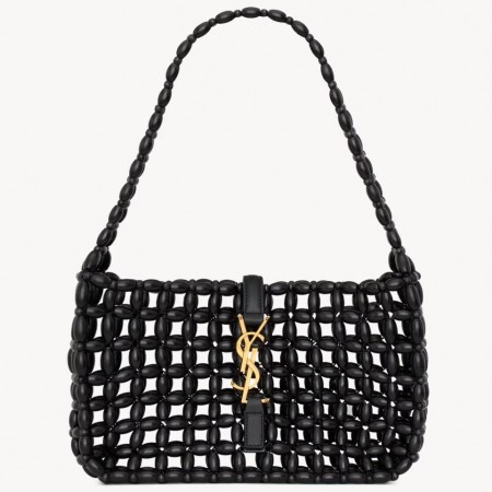 Saint Laurent Le 5 À 7 Hobo Bag in Black Wood Beads