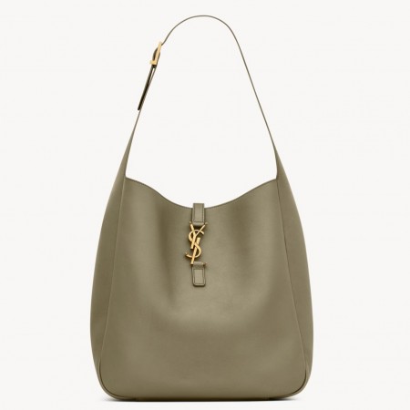 Saint Laurent Le 5 À 7 Soft Large Shoulder Bag in Strong Moss Leather