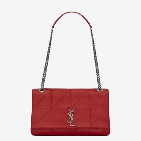 Saint Laurent Medium Jamie Bag In Red Patchwork Leather