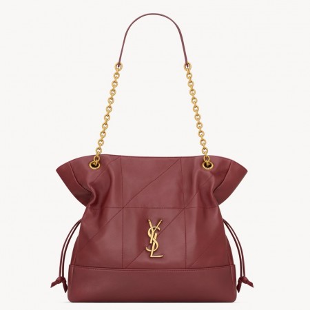 Saint Laurent Jamie Small Shopping Bag in Bordeaux Lambskin