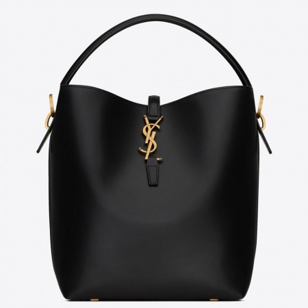 Saint Laurent Le 37 Large Bucket Bag in Black Leather
