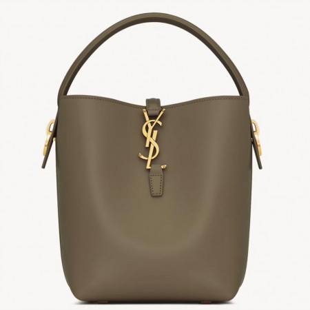 Saint Laurent Le 37 Small Bucket Bag in Dark Green Leather