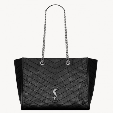 Saint Laurent Niki Medium Shopping Bag in Noir Vintage Calfskin