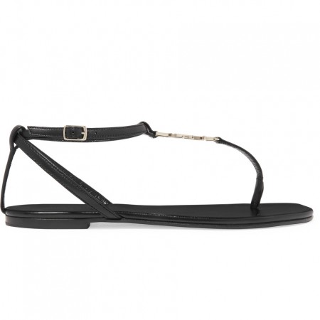 Saint Laurent Black Nu Pieds T-strap Sandals