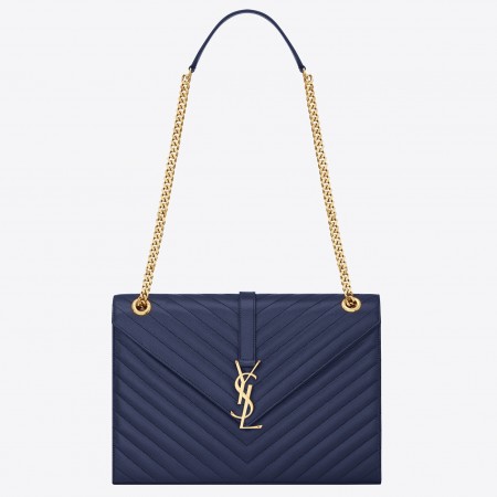 Saint Laurent Large Monogramme Envelope Navy Shoulder Bag