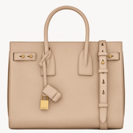 Saint Laurent Supple Sac De Jour Small Bag in Beige Grained Leather