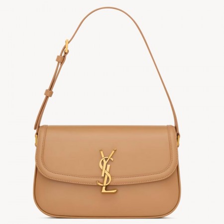 Saint Laurent Solferino Small Shoulder Bag in Light Hazelnut Box Calfskin