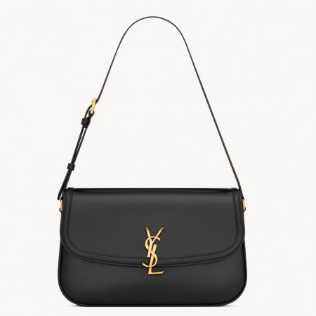 Saint Laurent Solferino Medium Shoulder Bag in Black Box Calfskin
