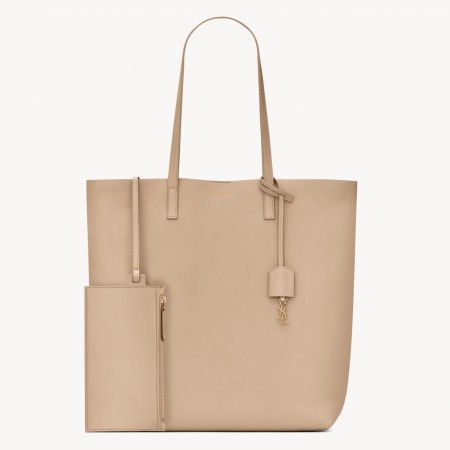 Saint Laurent North/South Shopping Bag in Beige Calfskin