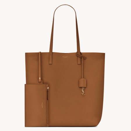 Saint Laurent North/South Shopping Bag in Brown Calfskin