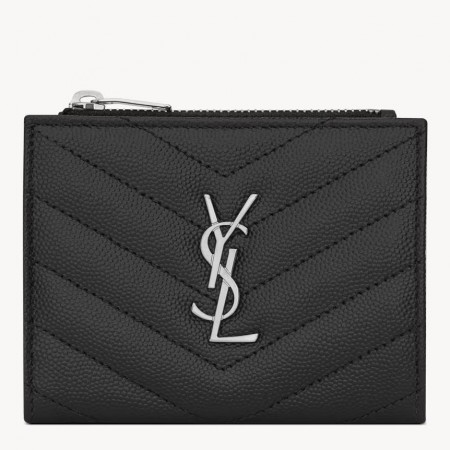 Saint Laurent Cassandre Bi-fold Wallet in Noir Matelasse Leather