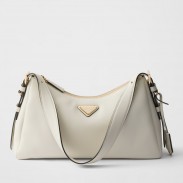 Prada Aimee Medium Shoulder Bag in White Leather 
