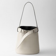 Prada Buckle Bucket Bag with Belt in White Calfskin