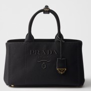 Prada Jardiniere Large Tote Bag in Black Cotton Canvas