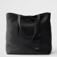 Prada Men's Tote Bag in Black Grained Calfskin