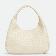 Bottega Veneta Campana Medium Bag in Sea Salt Intrecciato Lambskin