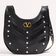 Valentino Hoboho Hobo Studs Bag in Black Nappa Leather