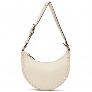 Valentino Rockstud Mini Hobo Bag in White Grained Leather
